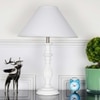 Lorette hand crafted Solid wood white finish table lamp With White Cotton Shade