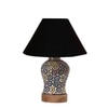 Devansh Conical Black Cotton Shade Lamp With Wood & Mosaic Glass Base For Decoration/Office/Home/Gifting/Study For Decoration/Office/Home/Gifting/Study -(10X10X14.5) Inches -A