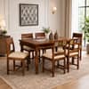 Rangrez Sheesham Wood 6 Seater Dining Set in Provincial Teak Finish with Cushioned Chairs