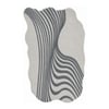 Handmade Wool Silk Shaped Rug Modern Wave Grey 5 x 7 Feet Carpet
