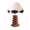 Devansh Multicolor Vintage Cotton Table Lamp With Wood Pebble Lamp (12X12X16.5) Inches -C