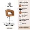 Doe Buck Adjustable Upholstered Bar Stool in Brown Colour with Chrome Base