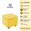 Doe Buck Hutcheson Upholstered Storage Ottoman Cube in Yellow Colour