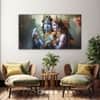 The Castle Decor Radha Krishna Wall Art Set of 5 Wooden Framed Digital Painting 27x48 Inch