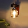 Devansh Solid Wood Electric Wall Light in Brown Colour with Lavender Shade Count of 1 Light