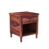TurningSolid Wood  Bedside Table in Teak Finish