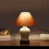 Devansh Conical Grey Cotton Shade Lamp With Wood & Mosaic Glass Base For Decoration/Office/Home/Gifting/Study For Decoration/Office/Home/Gifting/Study -(10X10X14.5) Inches -A