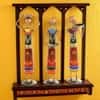 Desert Art Metal Handpainted Rural Lady Showpiece Set of 3 in Red Colour
