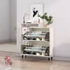 Hexa Red Engineered Wood Shoe Rack in Frosty White Colour