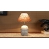 Multicolor cotton with White Brushed Wood Table Lamp -3