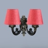 Devansh Metal Electric Wall Light in Antique Gold Colour with Pink Shade Count of 2 Lights