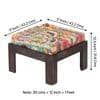Irish Sheesham Wood Coffee Table With 2 Stools Set In Mahogany Finish & Multi Colour Israel Print Kantha Fabric Cushions