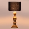 Devansh Black Cotton Table Lamp With  Wood Natural Base (7X17.5 Inches)-3