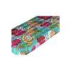 Cairo Solid Wood 2 Seater Bench In Floral Print Green Kantha Fabric