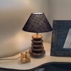Devansh Blue Jute Table Lamp With Wood  Pebble Lamp  (10X10X15) Inches