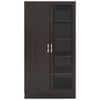 Celestia Double Door Bookshelf cum Crockery Cabinet with Toughened Glass in Antique Ebony Colour
