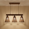 Funnel 3 Series Brown Solid Wood Cluster Hanging Light