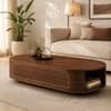 Elora Oval Sheesham Wood Accent Coffee Table in Walnut Finish