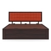 Florence Queen Size Solid Wood Hydraulic Storage Bed In Mahogany Finish & Lava Colour