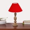 Devansh Red Cotton Table Lamp With  Wood Natural Base (10X18 Inches)-29