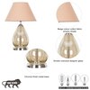 DECADE Smoke Luster Glass and Metal Table Lamp With Beige Cotton Shade