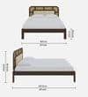 Rattan Solid Wood Queen Size  Bed Without Storage In Walnut Finish