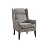 Joan Printed Infinity Grid Fabric Wing Chair in Green Colour