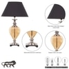 Hinton Amber Glass And Nickel Finish Metal Table Lamp With Black Cotton Shade