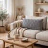 Rio Blue Grey Cotton Knitted Decorative Cushion Cover 12 x 20 Inches