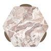 Kanso Hexagon Toronto Marble and Solid Wood Side Table in Danish Walnut Finish
