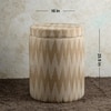 Crest Jacquard Wooden Storage Ottoman Upholstered in Beige Color Set of 2