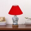 Devansh Conical Red Cotton Shade Lamp With Wood & Mosaic Glass Base For Decoration/Office/Home/Gifting/Study For Decoration/Office/Home/Gifting/Study -(10X10X14.5) Inches -A