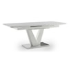 Caribu Glass 4 to 6 Seater Extendable Dining Table in White Ceramic Finish
