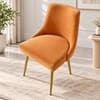 Rosslyn Sheesham Wood Set of 2 Accent Chairs in Peach Velvet Upholstery with Metal Legs