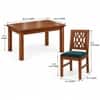 Globally Indian Bandhana Solid Sheesham Wood 4 Seater Dining Table Set 4 Chairs Teal Green