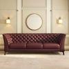 Weston 3 Seater Half Leather Sofa In Bordeaux Italian Leather