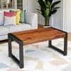 Hamstreet Sheesham Wood Contemporary Rectangle Coffee Table In Natural Teak Finish