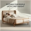 Valerio Duo-Panel Luxe Queen Size Bed in Off- White colour Velvet with Oak wood Frame