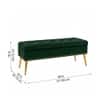 Doe Buck Velvet Tufted Storage Bench in Green Colour with Gold Legs