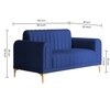Josbert Velvet 2 Seater Sofa In  Navy Blue Colour