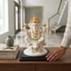 Devotional Regal Vinayaka Ganesha Statue in White Colour