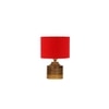 Ava Red cotton table lamp with Natural Wood Base
