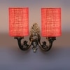 Devansh Metal Electric Wall Light in Antique Gold Colour with Pink Shade Count of 2 Lights