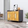 Hexa Red Multipurpose Storage Cabinet With 3 Drawer 2 Door in Slate Grey And Giant Wood Colour
