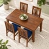 Globally Indian Mayura Solid Sheesham Wood 4 Seater Dining Table Set 4 Chairs Navy Blue