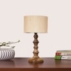 Devansh Off White Cotton Table Lamp With  Wood Natural Base  (7X7X15.5 Inches)-2