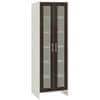 Atlanta Tall Crockery cum Bookshelf Cabinet with Toughened Glass Shutters in Antique Ebony Colour