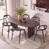 Zen Asymmetric Solid Wood 6 Seater Dining Table With 6 Zen Solid Wood Dining Chair (Finish: Danish Walnut, Colour: San Ripple)