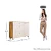 Hexa Red Engineered Wood Shoe Rack in Giant Wood and Frosty White Colour