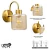 Hendrik Single Light Brass Wall Fitting with Amber Glass
